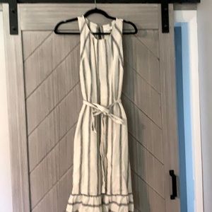 Linen cream and black sundress